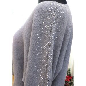 Siren Lily Maternity Sweater w/Shimmery embellished sleeves  L  EUC